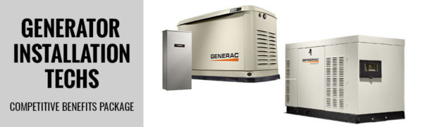 generator installation techs, competitive benefits package, job Orlando