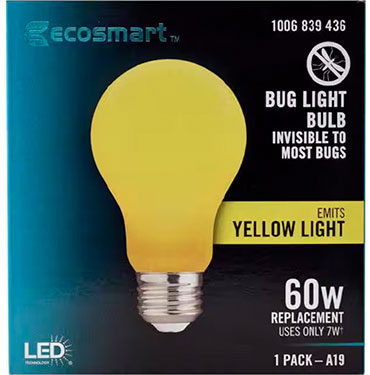 Outdoor Bug Light Yellow LED Light Bulb