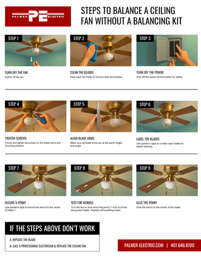 Vertical Steps to Balance a Ceiling Fan without a Balancing Kit