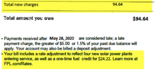 Electric bill sample