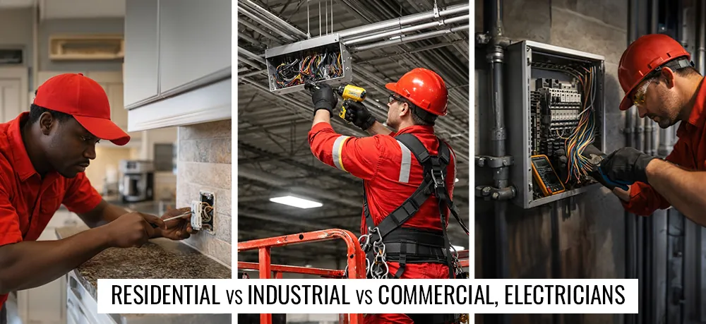 Industrial vs Commercial vs Residential Electrician